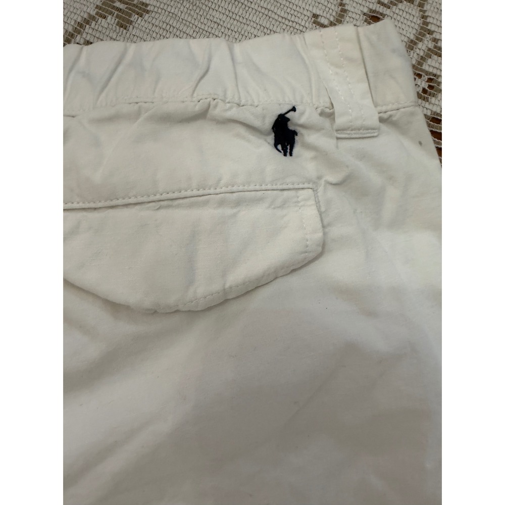 Polo Ralph Lauren Mens White Cargo Shorts Elastic Waist Drawstring Size 18